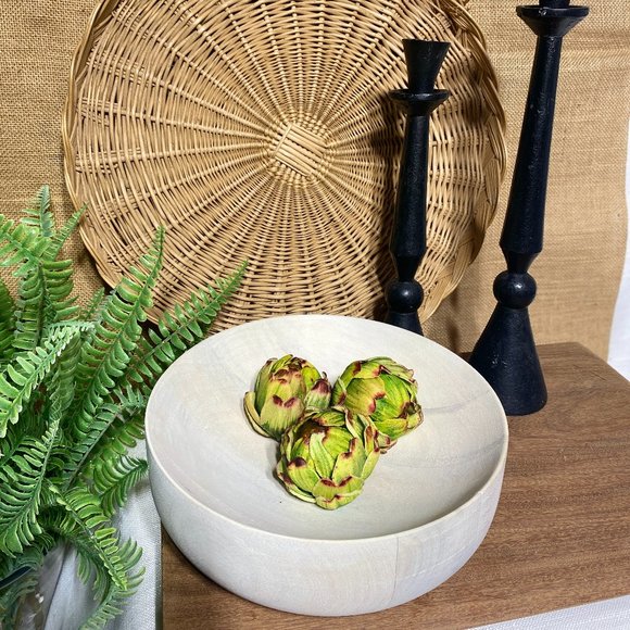 NEW Carved Wood Bowl | Home Décor | Table Décor | Modern Farmhouse - Picture 9 of 10